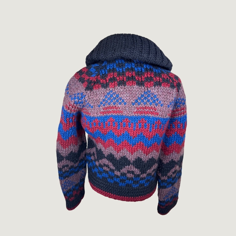 Angela Campos de Morris Vintage Hand Knitted Wool Cardigan Mexico Fair Isle M - Picture 4 of 7